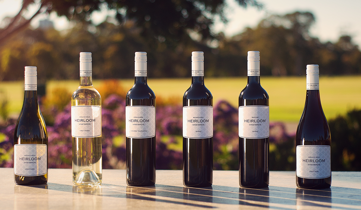 Heirloom wine bottles on table